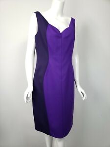 TAHARI Kalona Plum Grape Purple Colorblock Ponte Knit Sheath Dress 14 NEW $238