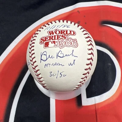 Bill Buckner, Mookie Wilson & Ray Knight Autographed 86 WS Logo Ball JSA - Image 1 of 4