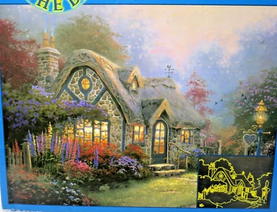 Thomas Kinkade Candlelight Cottage Puzzle 1000PCS Dusk Flower Glow in Dark New - Image 1 of 4