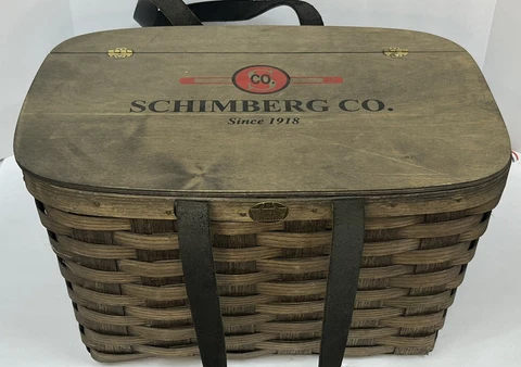 Vintage Picnic Basket Peterboro Basket Company Co Antique Schimberg Co Logo Cover