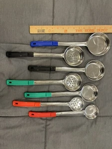 Portion Control Metal Serving Spoons, 7-Piece Ladle Set Server Strainer - Picture 1 of 5