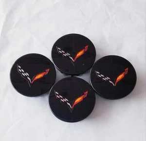 4pcs 2008 - 2013 Flag Black Wheel Center hubcap Caps For C6 Corvette 2.7'' 68mm - Picture 1 of 1