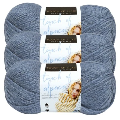 (3 Pack) Lion Brand Yarn 674-108A Touch of Alpaca Yarn, Dusty Blue