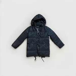 New Hooded Longline Puffer Jacket Parka Long Sleeve Women’s Small UK 8 Black - Picture 1 of 11