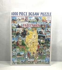 ILLINOIS 1000 PC JIGSAW PUZZLE 2002 CHICAGO MAP The Land of LINCOLN Sealed New - Picture 1 of 8