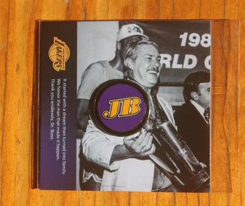 Dr. Jerry Buss Magnet Pin SGA Los Angeles Lakers - New in Bag Cover