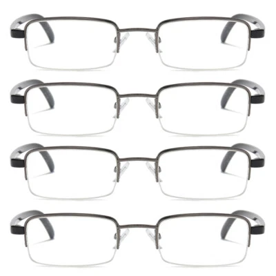 4 pares de gafas de lectura rectangulares ligeras de media montura para hombre lectores clásicos Foto 1 de 4