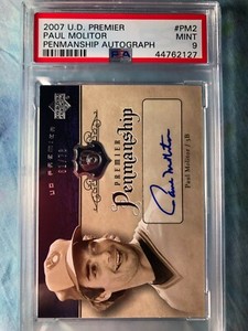 2007 Upper Deck Premier Paul Molitor Penmanship Autograph SP /78 AUTO PSA 9 MINT