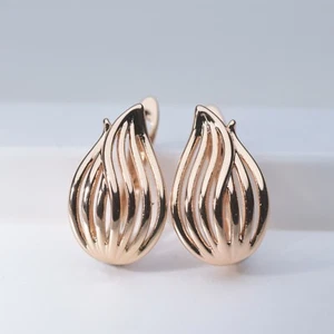 18k yellow gold gf huggies tulip flower pattern filigree earrings Sydney stock  - Picture 1 of 5