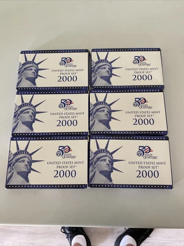 Lot of 6  Year 2000 Proof Sets Each W COA. 60 Proof Coins Total. U S Mint Cover