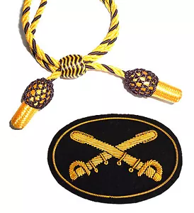 American Civil War Confederate US Gold & Schwarz Mütze Kordel & Kavallerie Abzeichen 7x5cms - Bild 1 von 5