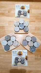 WHISKEY GRANITE ICE CUBE STONES - Set Of 18 - with Wood Trays - BRAND NEW - Picture 1 of 6