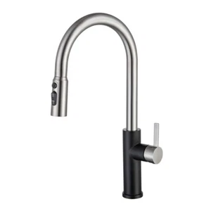 Grifo de cocina acero inoxidable negro mate pulverizador extraíble para fregadero de cocina - Imagen 1 de 7