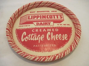 OLD VINTAGE RARE WAX LIPPINCOTTS DAIRY CREAMED COTTAGE CHEESE LID CUP HOLDER - Picture 1 of 2