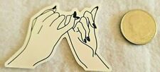 Black and White Hands Touching Pinkies Sticker Decal Super Cool Embellishment 