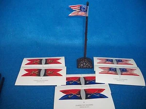 CIVIL WAR 6 UNION CAVALRY/ARTILLERY GUIDONS w/ stand 54mm Toy Soldiers - Picture 1 of 2