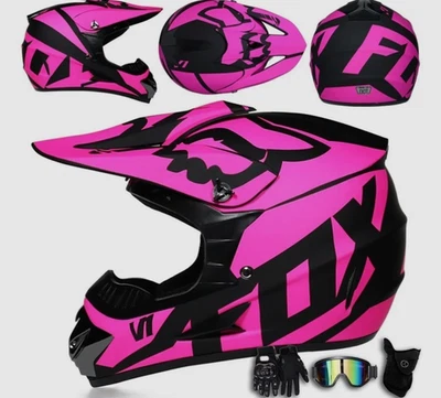 MARKELOS Kinder Erwachsene Motocross Helm Integralhelm + Cross Brille + Handschuhe