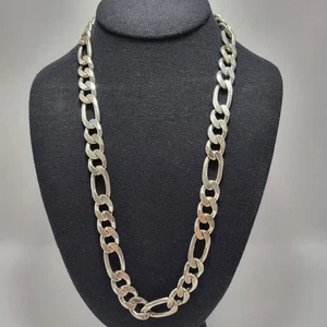 Vintage Italy Figaro Chain Necklace 24" Sterling Silver 156 Grams! 13 mm 925 - Picture 1 of 8