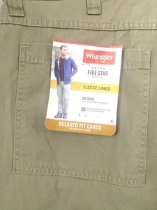 NWT MEN'S Wrangler 36*30 Fleece Lined Cargo Relaxed Fit Tan Pants Phone Pocket - Picture 1 of 10