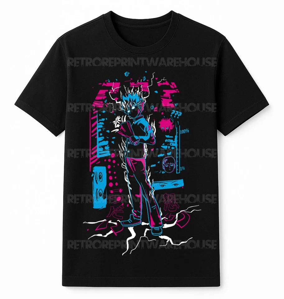 Camiseta gráfica de mangá anime Mob Psycho - Imagem 1 de 1