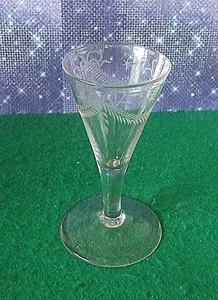Georgian English Small Trumpet Bowl Etched Dwarf Ale Glass c1760 - Picture 1 of 3