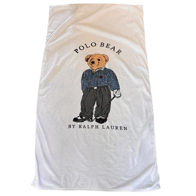 "Sábana de baño GOLF Polo Bear Ralph Lauren toalla de playa 64"" x 34"" algodón blanco de colección" Foto 1 de 4