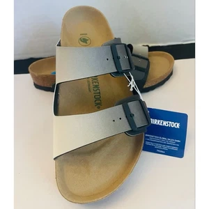 Birkenstock Herren Arizona Birko-Flor - Ombre Schwarz Weiß Sandalen Gr. 43/10 Neu mit Etikett - Bild 1 von 10
