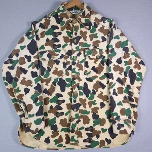 Vintage Woolrich Shirt Mens Large Duck Camo 70s Chamois Hunting Frog Skin USA - Picture 1 of 8