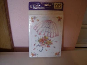 Party Express Eight A Bridal Shower Invitations With Umbrella And Flowers - Picture 1 of 2