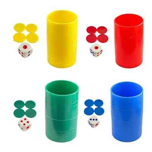 Pack De 4 Cubiletes Dados Y Fichas De Parchís - Imagen 1 de 6