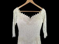 1980s Beaded Lace & Silk Wedding Dress - XS
