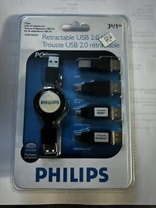 Philips Retractable USB 2.0  5 Kit Pouch Included 3ft/1m New With Tags - Picture 1 of 3