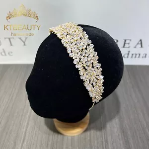 Rhinestone Zircon Big Tiara Headband Bridal Wedding Dressing Crown Accessory  - Picture 1 of 17