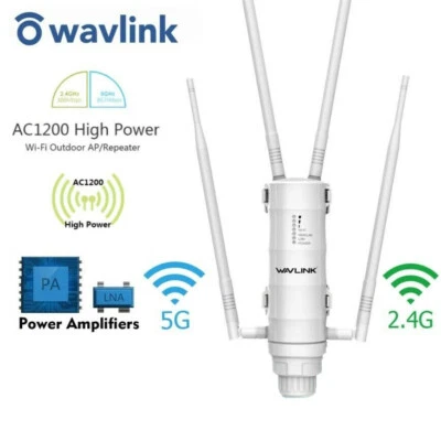Wavlink Dual-Band AC1200 High Power Outdoor WiFi Range Extender PoE High Gain - Image 1 of 4