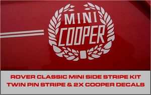 Kit clásico de rayas laterales dobles Rover Mini Cooper a rayas laurel corona rayas - Imagen 1 de 3