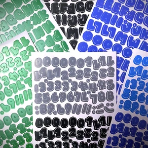 .5" Black Blue & Green Alphabet Letters w/ Two-Toned Numbers Stickers: 6 Sheets - Picture 1 of 5