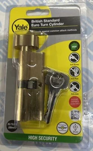 Yale British Standard 80mm Euro Turn Cylinder Lock High Security 35/10/35 3 Keys - Picture 1 of 3