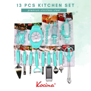 13-Piece Kitchen Utensil Set in Aqua Blue - Premium Stainless Steel - Picture 1 of 14
