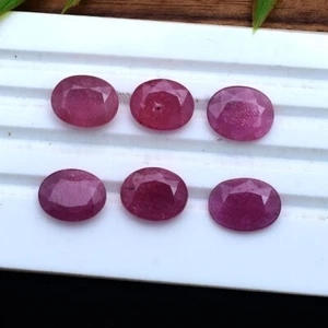 6 Pcs Natural Ruby Stunning Red 12.40mm-13.99mm Oval Faceted Cut Loose Gemstones - Picture 1 of 7