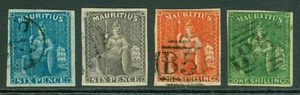 SG 32-35 Mauritius 1859-61. 6d x2 & 1 x2 set of 4. Very fine used, full mar - Picture 1 of 1
