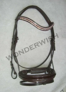 Tack Bling Patent Leather Horse Bridle Curve Swedish Nose band Set In 4 Sizes - Picture 1 of 4
