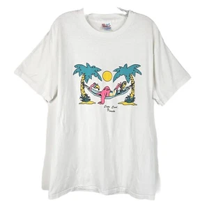 Vintage Hanes Womens L Graphic T Shirt White Beach Tropical Florida USA 80s 90s - Picture 1 of 12