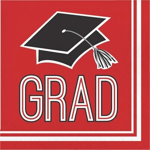 Red Graduation School Spirit Lunch Napkins Paper 36 Count Red Grad Tableware - Picture 1 of 1
