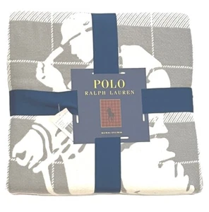 Polo Ralph Lauren Oakwood Big Pony Grey Throw Blanket - 50" X 70" - retail $185 - Picture 1 of 6