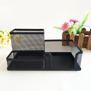 Black Mesh Pen Holder Book Pen Holder Compartment Desk Organizer - Picture 1 of 12
