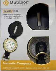 Outdoor Products Travel Gear Lensatic Compass Hunting Camping Hiking Fishing - Picture 1 of 5