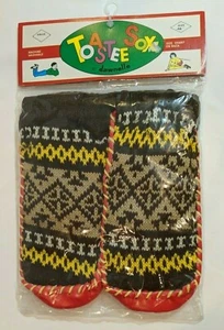 VTG 80s Toastee Sox Slipper Socks Sz 10 Youth Kids Slippers by Dawnelle - Picture 1 of 12