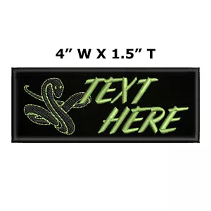 CUSTOM YOUR TEXT NAME TAG Embroidered Hook Loop Patch Snake Badge Applique - Picture 1 of 17