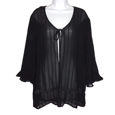 Top Miss Dorby para mujer con cuello atado talla 18 negro de gasa Georgette transparente Foto 1 de 4
