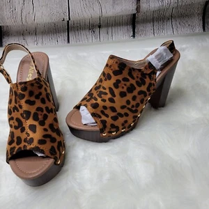 Allegra K Women's Open Toe Platform Heel Wedges Sandals Leopard NEW - Picture 1 of 9